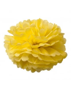 2 Pompons En Papier De Soie Jaunes 50cms Et 40cms
