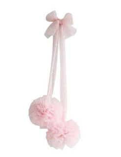 2 Pompons En Tulle Plumetis Rose Pastel