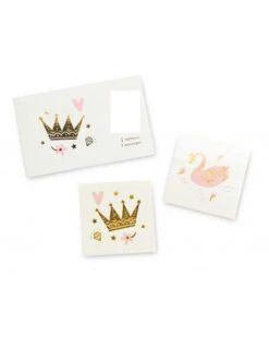 2 Tatouages Thème Princesse : 1 Tattoo Couronne Et 1 Tattoo Cygne