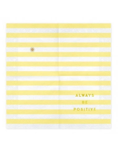 20 Grandes Serviettes Rayures Jaune Pastel Ecritures Dorées 2 20 Grandes Serviettes Rayures Jaune Pastel Ecritures Dorées – Image 2