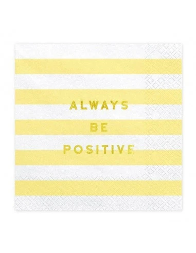 20 Grandes Serviettes Rayures Jaune Pastel Ecritures Dorées 1 20 Grandes Serviettes Rayures Jaune Pastel Ecritures Dorées