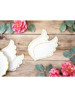 20 Petites Serviettes Ailes D'Anges Blanches