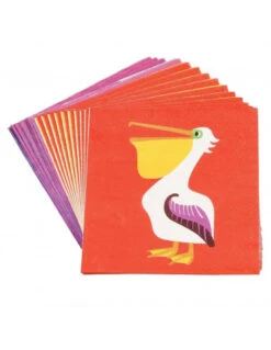 20 Petites Serviettes Animaux Colorés -Déco Festive Soldes 20 petites serviettes animaux colores 2