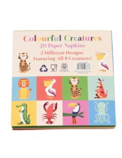 20 Petites Serviettes Animaux Colorés -Déco Festive Soldes 20 petites serviettes animaux colores 4