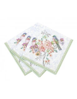 20 Petites Serviettes Fleurs Liberty Pastels Et Oiseaux