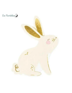20 Petites Serviettes Lapin De Pâques Assis