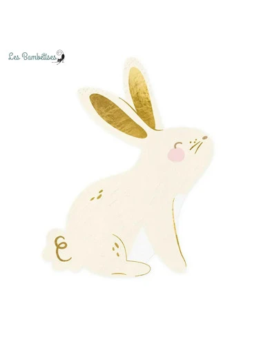 20 Petites Serviettes Lapin De Pâques Assis 1 20 Petites Serviettes Lapin De Pâques Assis