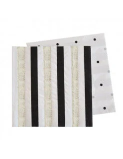 20 Petites Serviettes Rayures Et Pois Noirs Et Argent