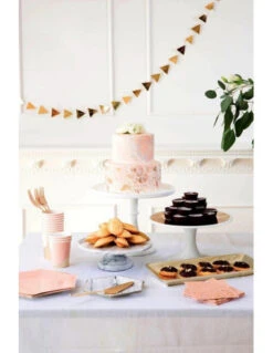 20 Petites Serviettes Rose Pastel Avec Taches Dorées -Déco Festive Soldes 20 petites serviettes rose pastel avec taches dorees 4