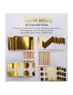 20 Piques Gateaux Chevrons Et Pois Dorés 5 20 Piques Gateaux Chevrons Et Pois Dorés -Déco Festive Soldes 20 piques gateaux chevrons et pois dores 2