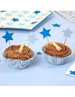 20 Piques Gateaux Etoiles Bleues