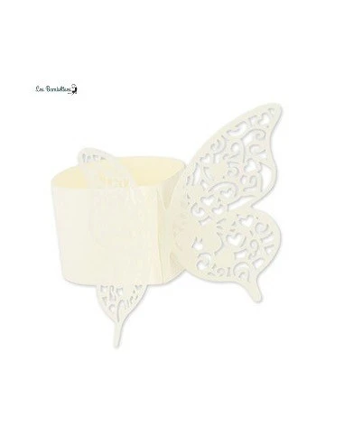 20 Ronds De Serviettes Papillons Ivoires 2 20 Ronds De Serviettes Papillons Ivoires – Image 2