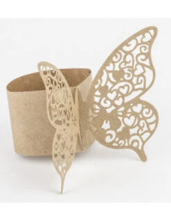 20 Ronds De Serviettes Papillons Kraft