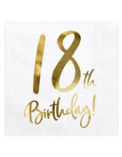 Déco Festive Soldes -Déco Festive Soldes 20 serviettes blanches 18th birthday dore 1