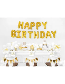 20 Serviettes Blanches Happy Birthday Doré -Déco Festive Soldes 20 serviettes blanches happy birthday dore 3