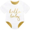 20 Serviettes Body Blanc Hello Baby Doré