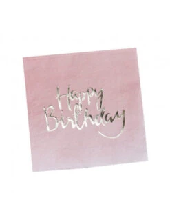 Déco Festive Soldes -Déco Festive Soldes 20 serviettes degradees roses happy birthday metallique 1