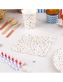 20 Serviettes Etoiles Multicolores