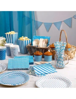 20 Serviettes Fond Bleu Turquoise Etoiles Blanches -Déco Festive Soldes 20 serviettes en papier fond bleu turquoise etoiles blanches 2