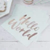 20 Serviettes Vert Menthe Ecriture Hello World Rose Gold