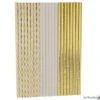 22 Pailles En Papier Mix Blanc Et Or