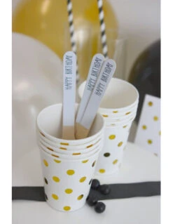 24 Couteaux En Bois Ecriture Happy Birthday -Déco Festive Soldes 24 couteaux en bois avec ecriture noirehappy birthday 4