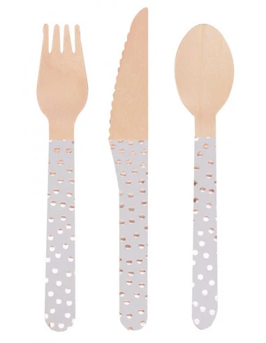 24 Couverts En Bois Pois Rose Gold 2 24 Couverts En Bois Pois Rose Gold – Image 2