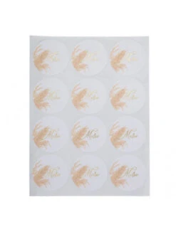 24 Etiquettes Autocollantes Merci Imprimé Fleurs Séchées