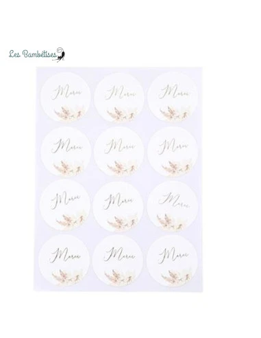 24 Etiquettes Autocollantes Merci Pampas 1 24 Etiquettes Autocollantes Merci Pampas