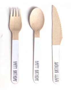 24 Fourchettes En Bois Ecriture Noire"Happy Birthday" -Déco Festive Soldes 24 fourchettes en bois avec ecriture noirehappy birthday 2