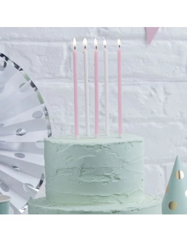 24 Longues Bougies Roses Et Blanches A Paillettes 2 24 Longues Bougies Roses Et Blanches A Paillettes – Image 2