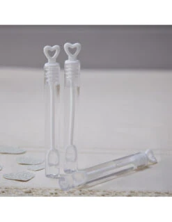 24 Tubes à Bulles Coeur Blanc Ajouré