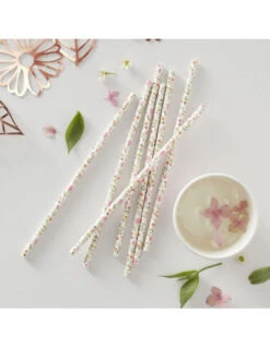 25 Pailles En Papier Fleurs Bohèmes