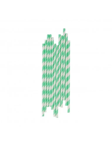 25 Pailles Rayées Vert Pastel Et Blanc 2 25 Pailles Rayées Vert Pastel Et Blanc – Image 2