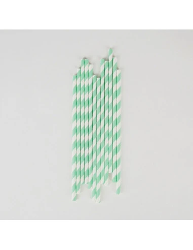 25 Pailles Rayées Vert Pastel Et Blanc 3 25 Pailles Rayées Vert Pastel Et Blanc – Image 3