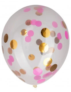 3 Ballons Confettis Roses Et Or