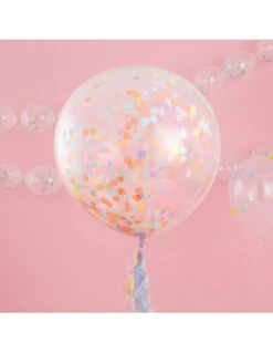3 Ballons Géants Confettis Pastels