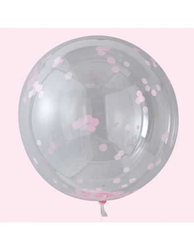3 Ballons Géants Transparents Confettis Roses 2 3 Ballons Géants Transparents Confettis Roses – Image 2