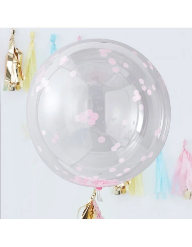 3 Ballons Géants Transparents Confettis Roses 1 3 Ballons Géants Transparents Confettis Roses