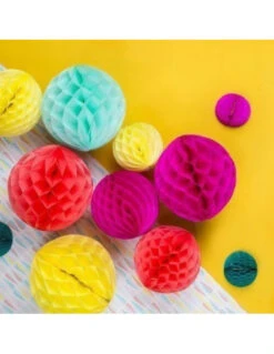 3 Boules Alvéolées En Papier De Soie Jaunes 25cms/20cms/15cms -Déco Festive Soldes 3 boules alveolees en papier de soie jaunes 25cms 20cms 15cms 2