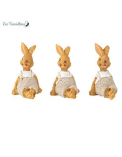 3 Figurines Lapins En Résine
