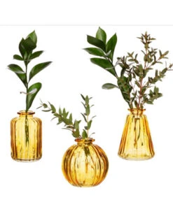 3 Petits Vases En Verre Jaune -Déco Festive Soldes 3 petits vases en verre jaune 3