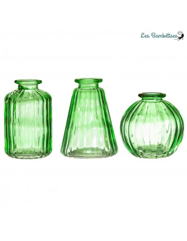 3 Petits Vases En Verre Transparent Vert 2 3 Petits Vases En Verre Transparent Vert – Image 2