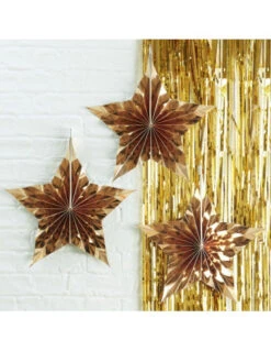 3 Rosaces Etoiles Dorées -Déco Festive Soldes 3 rosaces etoiles dorees 2