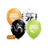 4 Ballons Blanc, Noir, Vert, Orange Happy Birthday Star Wars