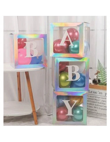 4 Cubes En Carton Baby Irisé Sans Ballons 1 4 Cubes En Carton Baby Irisé Sans Ballons