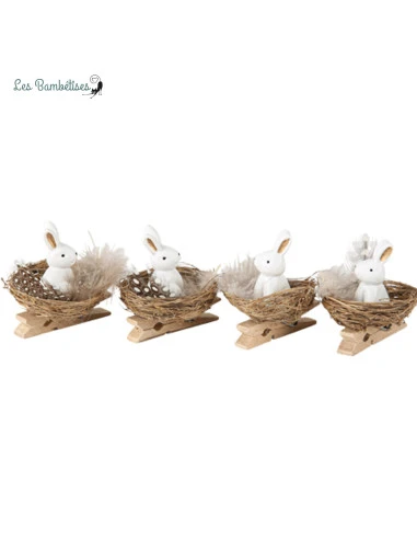 4 Epingles Lapin Déco Dans Un Nid 1 4 Epingles Lapin Déco Dans Un Nid