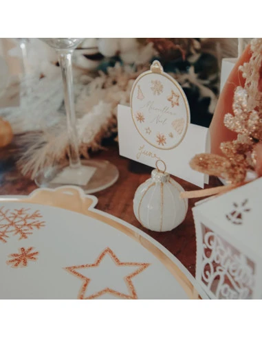 4 Marque Places Boule De Noël Or Et Blanches 2 4 Marque Places Boule De Noël Or Et Blanches – Image 2