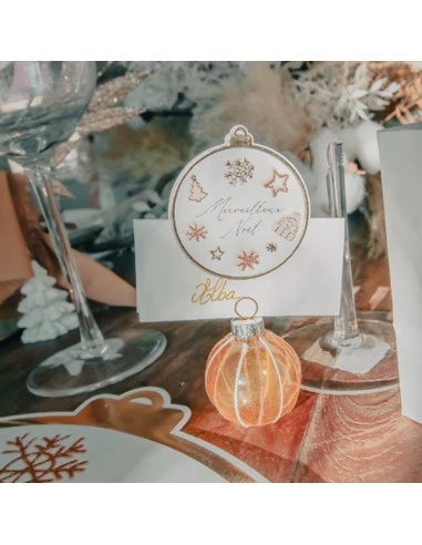 4 Marque Places Boule De Noël Or Et Blanches 3 4 Marque Places Boule De Noël Or Et Blanches – Image 3