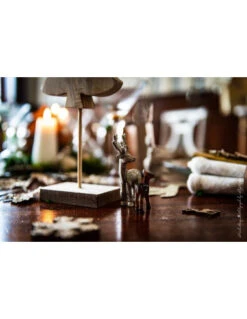 4 Petits Cerfs En Résine Paillettes Champagne -Déco Festive Soldes 4 petits cerfs en resine paillettes champagne 2